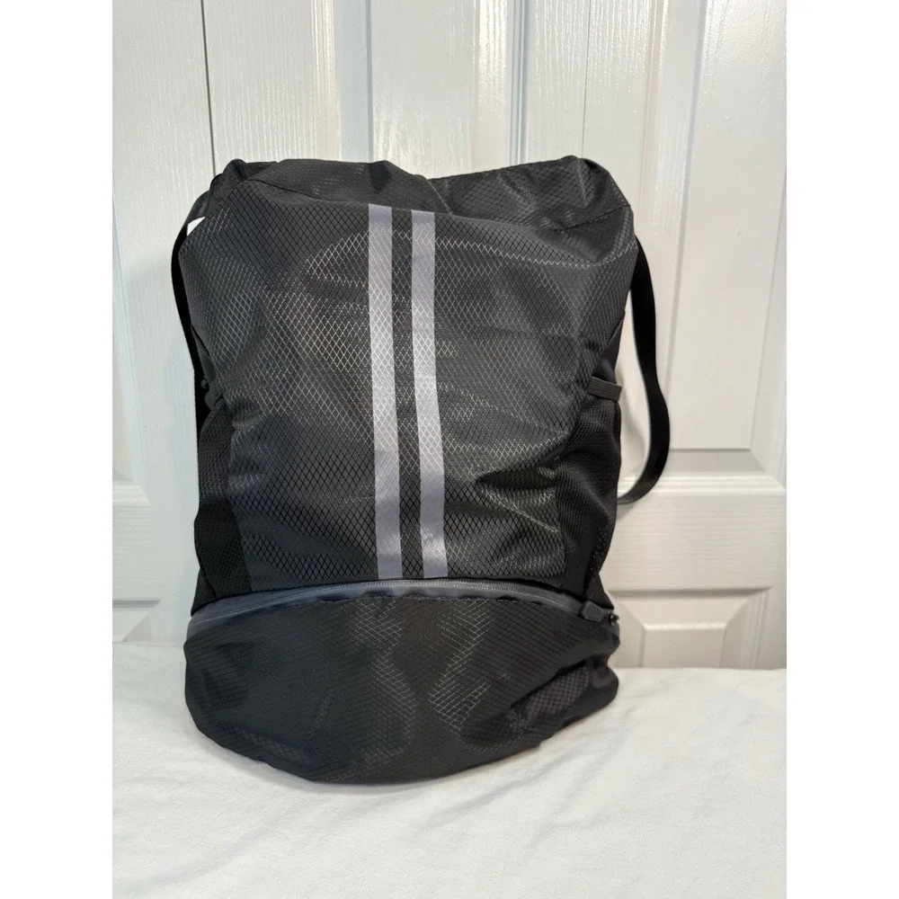 Lightweight NWOT Travel Backpack Gym Bag Compartment Reflective Stripes Black
